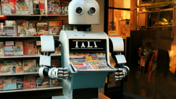 Roboter als Magazin-Display in einem Kiosk