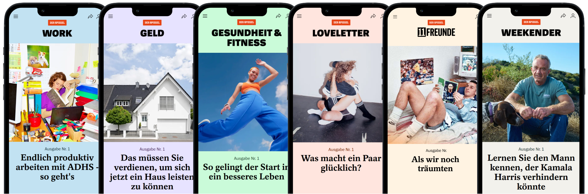 Alle SPIEGEL Extras als Mockup in der Telefonansicht